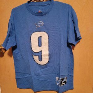 Blue Matthew Stafford Short Sleeved Name and Number Shirt- Size- Medium